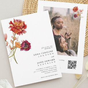 Fall-Wildblumen Blumenzwiebeln Foto & QR-Code Hoch Einladung