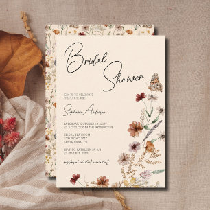 Fall Wildblumen Boho Brautparty Einladung
