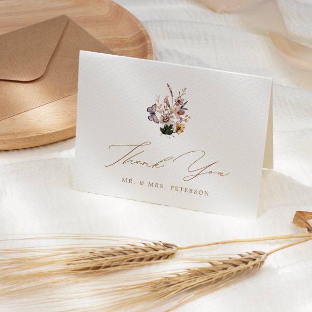 Fall-Wildblumen Bouquet-Hochzeit Dankeskarte (Von Creator hochgeladen)