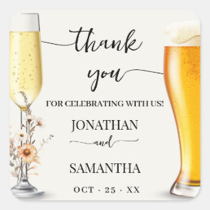 Fall Wildblumen Bubbles & Brews Danke Dusche Quadratischer Aufkleber