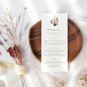 Fall-Wildblumen-Hochzeitmenü Menükarte