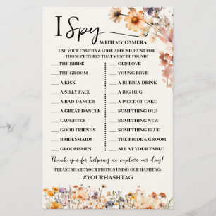Fall Wildblumen I Spy Wedding Reception Game Card Flyer