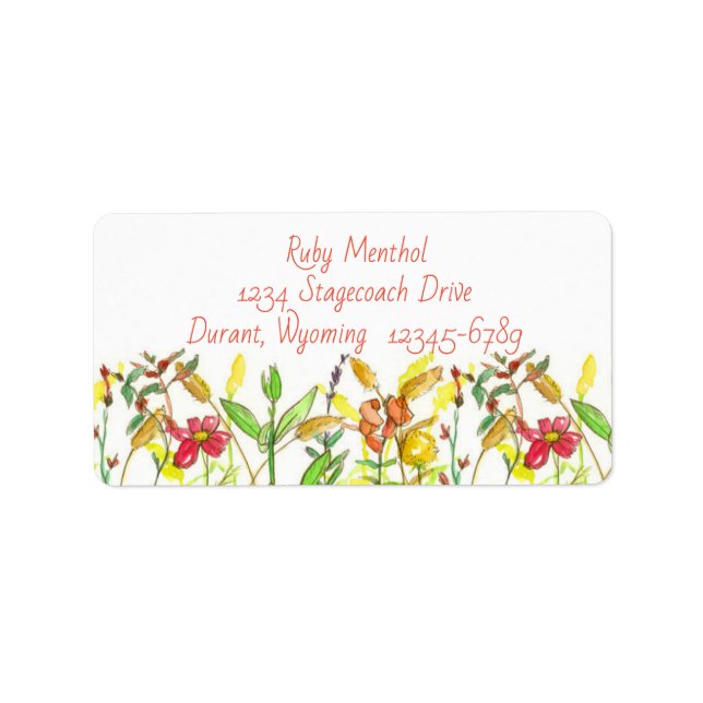 Fall Wildblumen Orange Snapdragons Foxtail Adressaufkleber (Vorne)