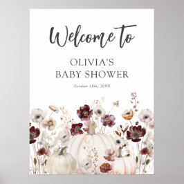 Fall Wildflower Baby Shower Welcome Sign Poster