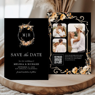 Fall Wildflower Kamm QR-Code Schwarze Hochzeit Save The Date