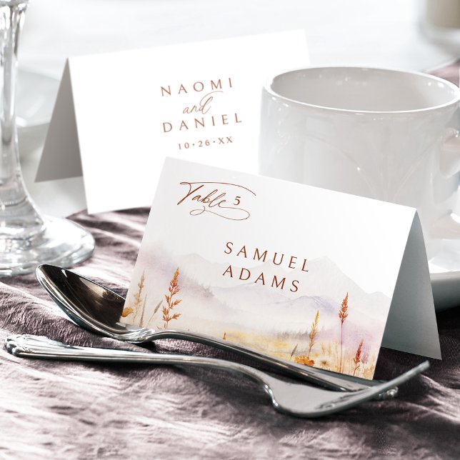 Fall Wildflower Mountain Foldable Place Card Tischnummer (Fall Wildflower Mountain Foldable Place Card)