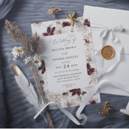 Fall Wildflowers Floral Budget QR Code Wedding Einladung