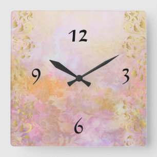 Fall Wind Square Clock Floral Quadratische Wanduhr