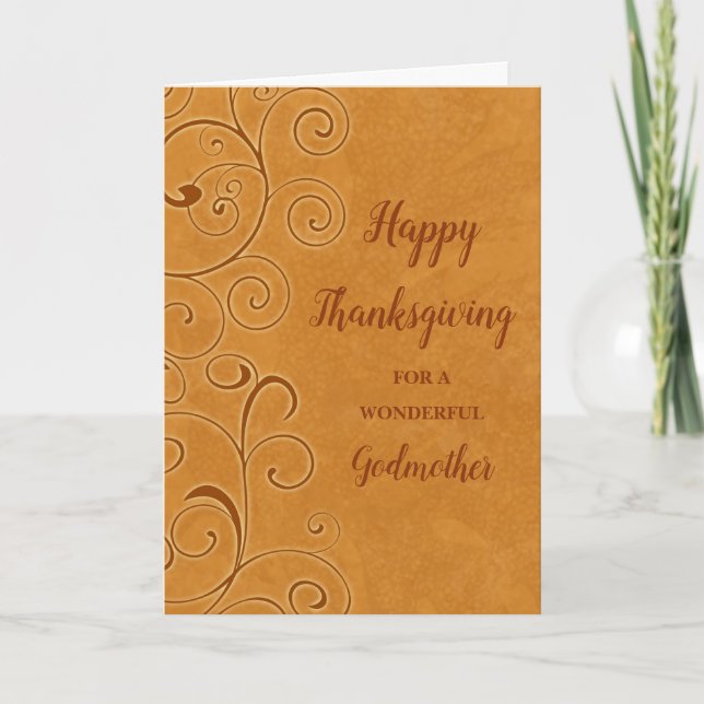 Fall Wirbel glücklich Thanksgiving Godmutter Feiertagskarte (Vorderseite)