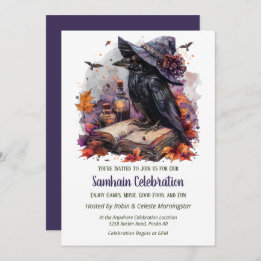 Fall Witch Raven Samhain Spooky Halloween Party Einladung