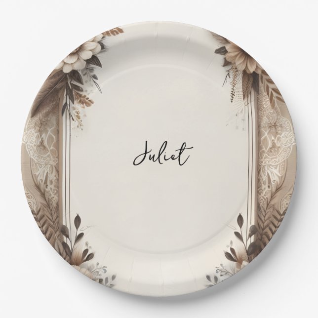 Fall Wood Paperie Gerecycelt Papier Brautparty Pappteller (Vorderseite)