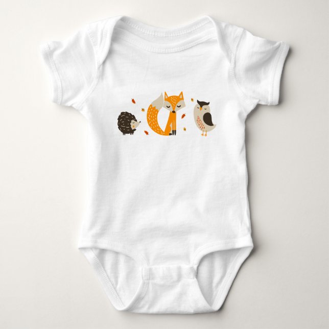 Fall Woodland Animal Bodysuit Baby Strampler (Vorderseite)