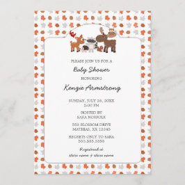 Fall Woodland Animals Baby Showeinlage Einladung