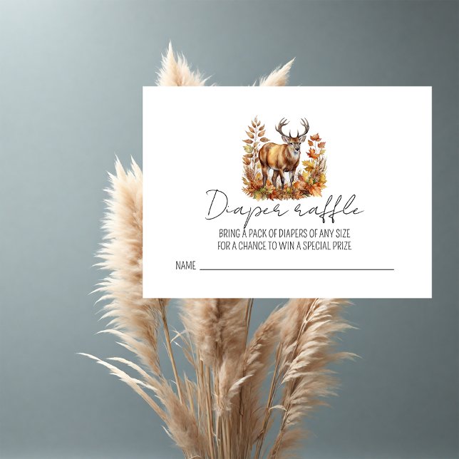 Fall Woodland Deer Baby Dusche Windeln Raffel Begleitkarte (Von Creator hochgeladen)