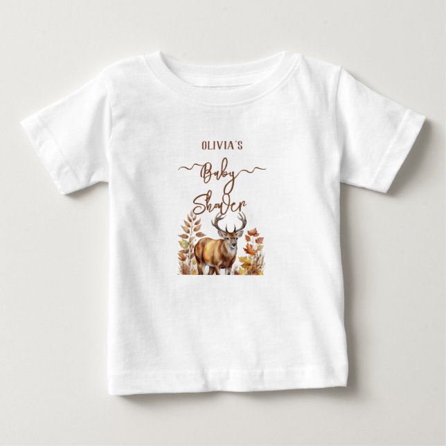 Fall Woodland Deer Baby Showballon T-shirt (Vorderseite)