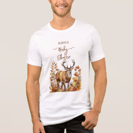 Fall Woodland Deer Baby Showballon Tri-Blend Shirt