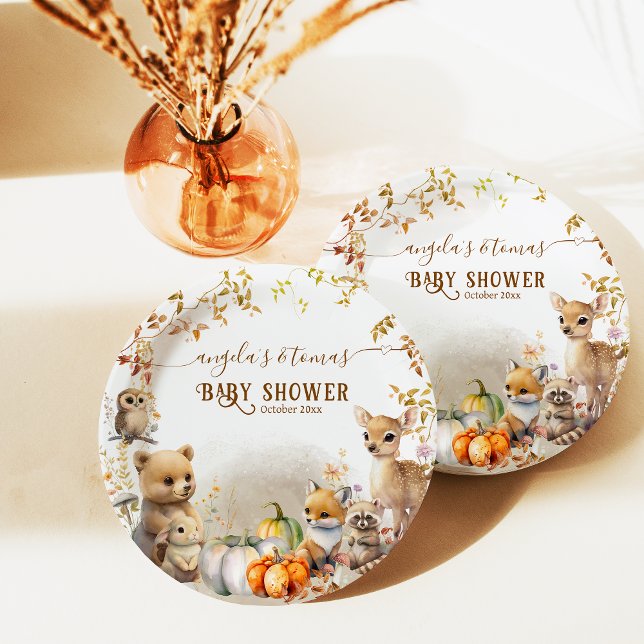 Fall Woodland Little Pumpkin Baby Dusche Pappteller (Von Creator hochgeladen)