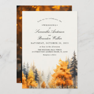 Fall Woodland, Pine Trees Foto Hochzeit Einladung