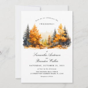 Fall Woodland, Pine Trees Hochzeit Einladung