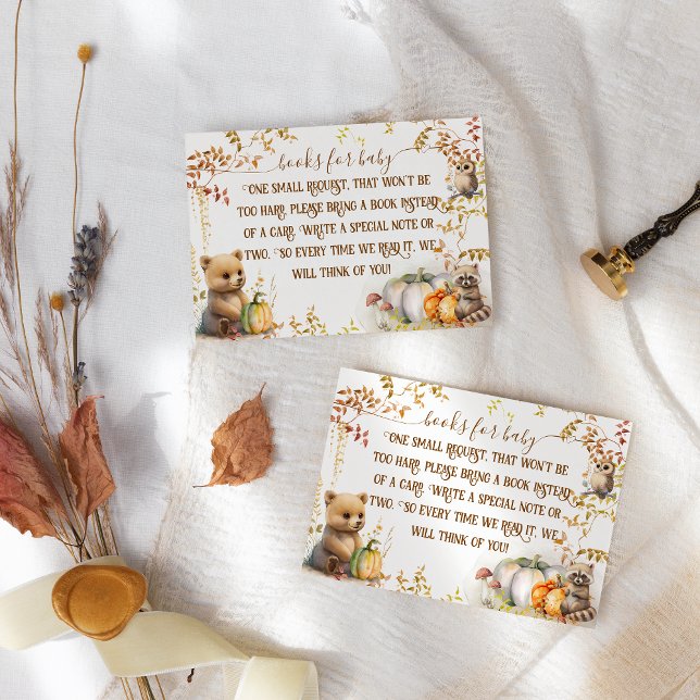 Fall Woodland Pumpkin Baby Showbücher Begleitkarte (Von Creator hochgeladen)