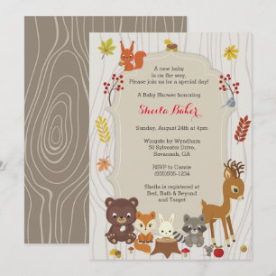 Fall Woodland Themes Kinderdusche Einladung