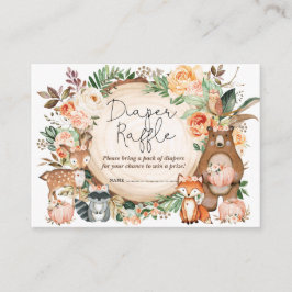 Fall Woodland Tiere Baby Dusche Windeln Raffel Begleitkarte