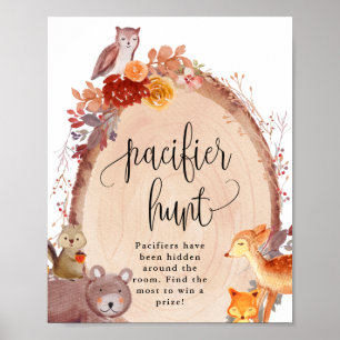 Fall Woodland Tiere Schnuller Jagdspiel-Zeichen Poster