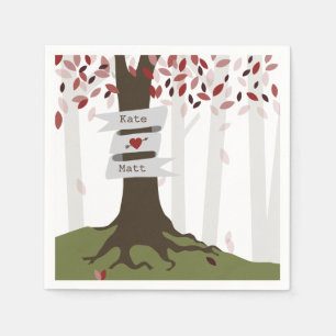 Fall Woodland Wedding Napkins - Rote Blätter Serviette