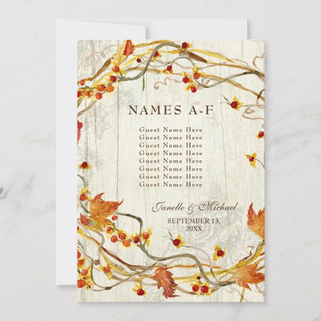 Fall Wreath Bittersweet Rustic Empfang Names (Vorderseite)