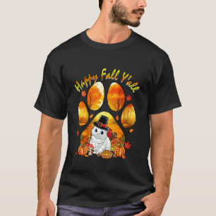 Fall Y'all Erntedankfest Katze Als Truthahn Fall B T-Shirt