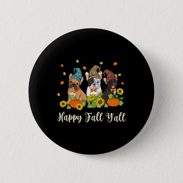 Fall Yall French Bulldog Leopard Pumpkin Button (Vorderseite)