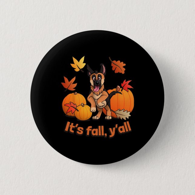 Fall Yall German Shepherd Puppy Button (Vorderseite)
