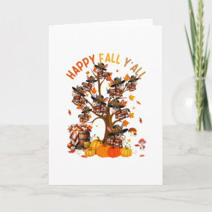 Fall-Y'all-Gruppe Esel auf Fall-Baum-Kürbisse Tha Karte