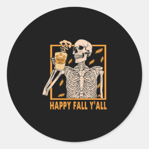Fall Yall Women Halloween Skeleton Pumpkin Gewürz Runder Aufkleber