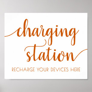 Fall   Zeichen für die Orange Charge Station Burnt Poster