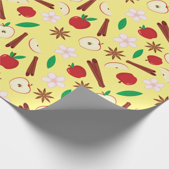 Fall Zimt, Apple, Blume, Star Anise Nahtlos Geschenkpapier (Ecke)