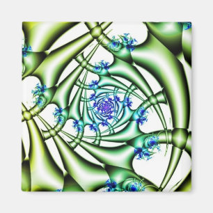 Falle Kunst des blauen und grünen Fraktals Magnet