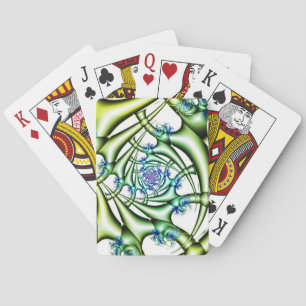 Falle Kunst des blauen und grünen Fraktals Spielkarten