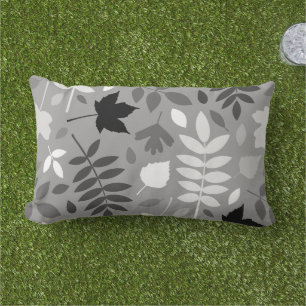 Fallen Blätter Lg Muster Monochrome auf Grau Kissen Für Draußen