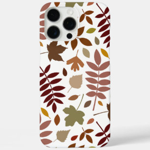 Fallen Blätter Muster Herbstfarben auf Weiß iPhone 16 Pro Max Hülle