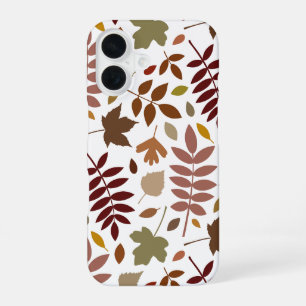 Fallen Blätter Muster Herbstfarben auf Weiß iPhone 16 Hülle