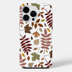 Fallen Blätter Muster Herbstfarben auf Weiß iPhone 14 Pro Max Hülle