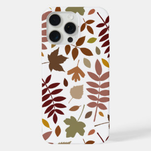Fallen Blätter Muster Herbstfarben auf Weiß iPhone 15 Pro Max Hülle