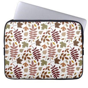 Fallen Blätter Muster Herbstfarben auf Weiß Laptopschutzhülle