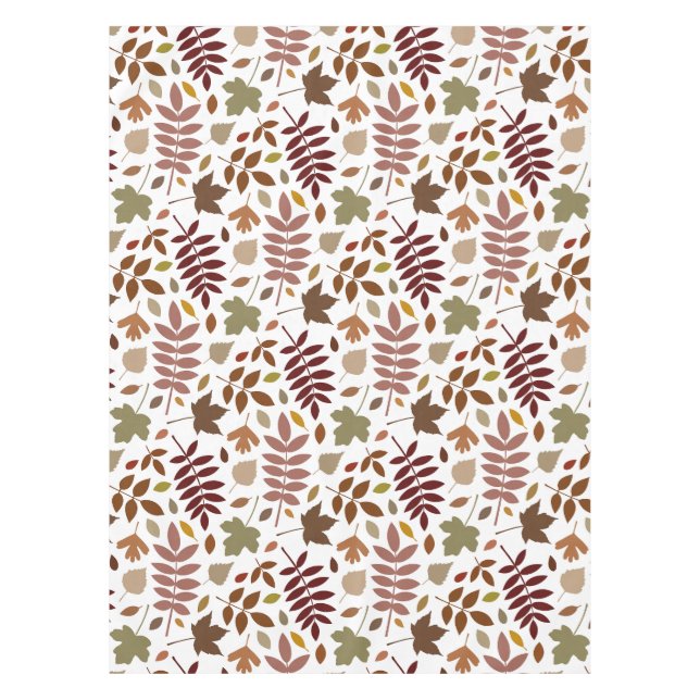Fallen Blätter Muster Herbstfarben auf Weiß Tischdecke (Vorderseite)