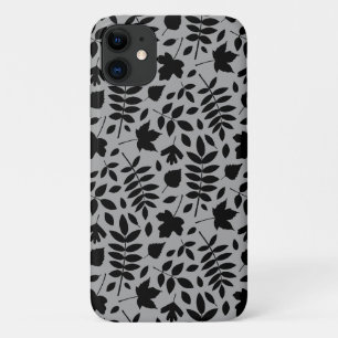 Fallen Blätter Muster Schwarz auf Grau Case-Mate iPhone Hülle