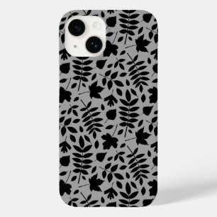 Fallen Blätter Muster Schwarz auf Grau Case-Mate iPhone 14 Hülle
