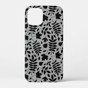 Fallen Blätter Muster Schwarz auf Grau Case-Mate iPhone Hülle