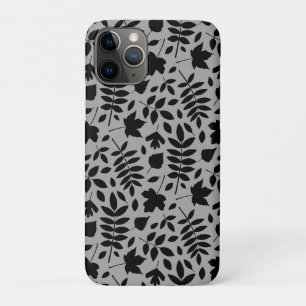 Fallen Blätter Muster Schwarz auf Grau Case-Mate iPhone Hülle
