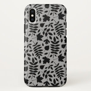Fallen Blätter Muster Schwarz auf Grau Case-Mate iPhone Hülle